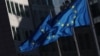 BELGIUM -- European Flags flutter outside the EU Commission headquarters ahead of the European Union leaders summit, in Brussels, October 17, 2019