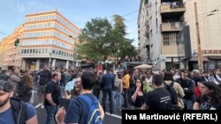 Protest ispred zgrade Radio-televizije Srbije, Beograd, 14. maj 2026. 