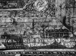 Розпис склепіння дерев’яної синагоги у містечку Михальпіль. Фото Павла Жолтовського 1930 року. (ІР НБУВ. Фото надане Є. Котляром)