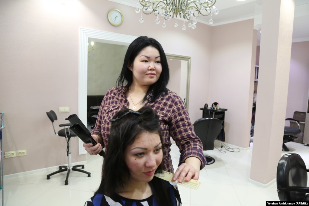 Aizhan Mukasheva works as a hairdresser in Astana, Kazakhstan.