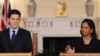کاندوليزا رايس، وزير امور خارجه آمريکا، و ديويد ميليبند، وزير امور خارجه بريتانيا.
(عکس از AFP )