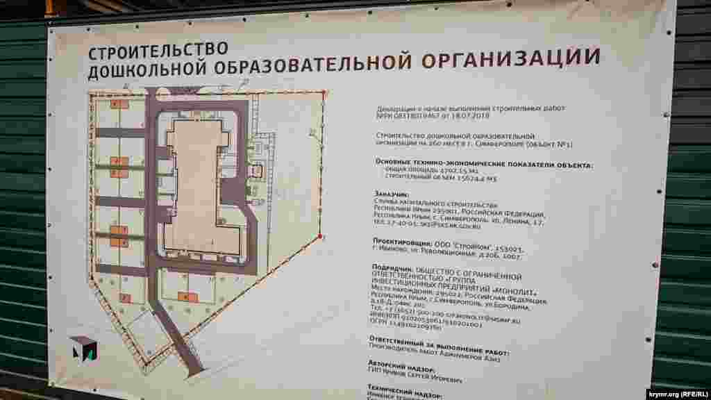 Запланована дошкільна організація на 260 місць позначена як об'єкт №1