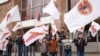 Armenia - Children wave the ruling Republican Party's flags at an election campaign rally in Aragatsotn province, 20Mar2017.