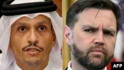 Qatari Prime Minister Muhammad bin Abdulrahman al-Thani (left) and US Vice President JD Vance.