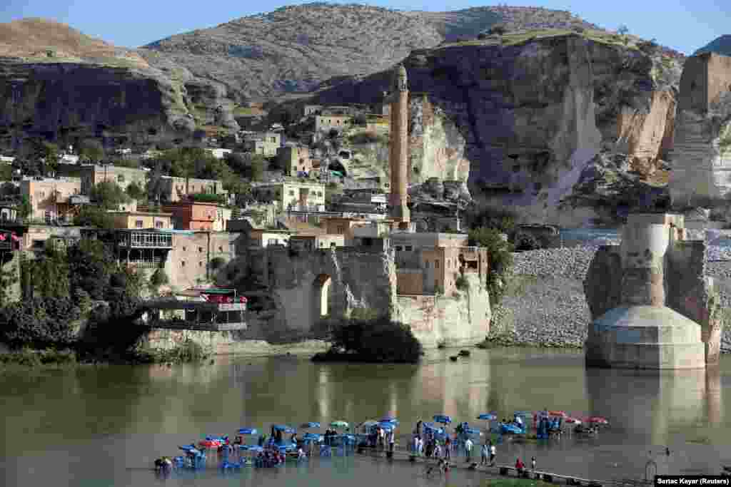 A general view of the ancient town of Hasankeyf by the Tigris River, which will be significantly submerged by the Ilisu dam being constructed in southeastern Turkey. (Reuters/Sertac Kayar)