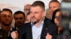 Peter Pellegrini, duke folur pas shpalljes së rezultatit të zgjedhjeve presidenciale sllovake, të cilat i fitoi, Bratislavë, Sllovaki, 7 prill 2024. 