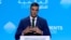 Prim-ministrul Spaniei, Pedro Sanchez, ține un discurs la Summitul Guvernelor Mondiale, în Dubai.