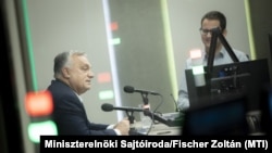 Orbán Viktor a Kossuth rádió óbudai stúdiójában 2024. december 13-án