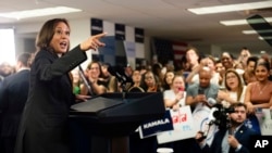 Kamala Harris la sediul campaniei sale electorale din Wilmington, Delaware, la 22 iulie. 