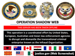 На повідомленні, яке «повісили» на інтернет-адресі ліквідованого сайту організації Infraud, серед прапорів країн, які брали участь в операції, є і прапор України