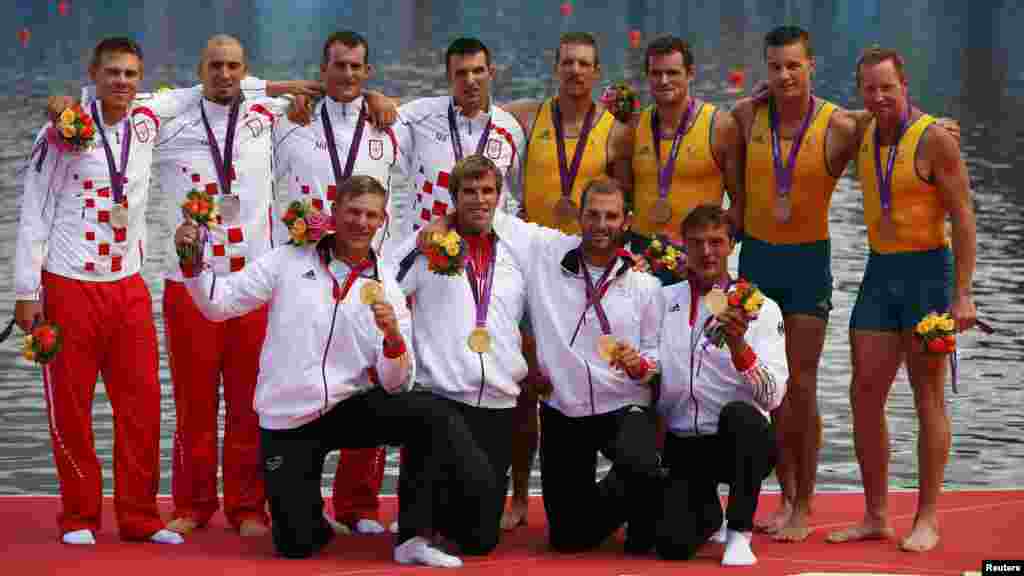 Timovi Njemačke (dobitnici zlatne medalje), Hrvatske (srebrne) i Australije (brončane), 3. kolovoz 2012.