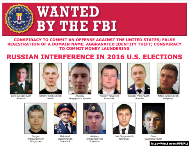 Një njoftim i FBI-së për 12 oficerët e GRU-së që kërkohen për hakim të sistemeve amerikane.