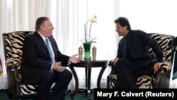 U.S. Secretary of State Mike Pompeo meets with Pakistani Prime Minister Imran Khan in Washington, D.C., on July 23.