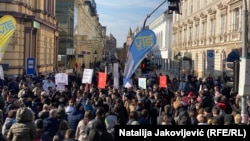 Studenti i građani u centru Subotice, 7. februar 2025.