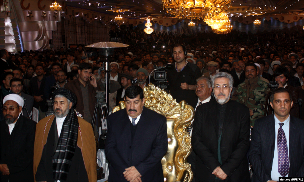 Former provincial governor Gul Agha Sherzai at a campaign event in Kabul on February 2. 