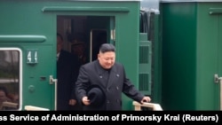 Ким Чен Ын на пограничной станции Хасан, Россия, 24 апреля 2019 года