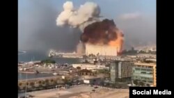 Момент взрыва в Бейруте, Ливан, 4 августа 2020 года.