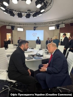 Зустріч Володимира Зеленського і Дональда Трампа на саміті G7 в Евіані (Франція) 16 червня 2026 року