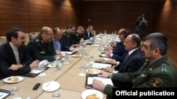 Russia - Armenian Defense Minister Seyran Ohanian meets Iranian Defence Minister Hossein Dehqan in Moscow, 27April, 2016