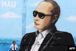 Afiș cu Putin in Simferopol.