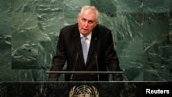 Милош Земан выступает в ООН