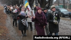 A protest by supporters of Yulia Tymoshenko at the gate of penal colony in Kharkiv where she was incarcerated after her October 2011 conviction.