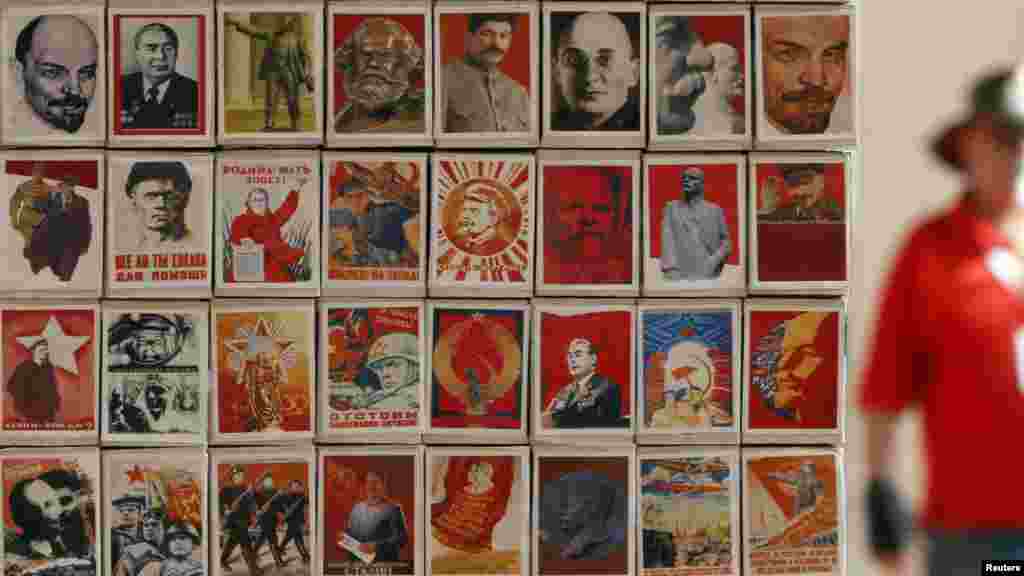 Akhunov makes effective use of old Soviet propaganda in another installation called "Monument to the Match." 
