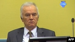 Former Bosnian Serb Army chief Ratko Mladic sits in the courtroom in The Hague on May 16.