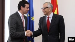 Средба на Министерот за надворешни работи Никола Попоски со Директорот на генералниот директорат за проширување на Европската комисија Стефано Санино.