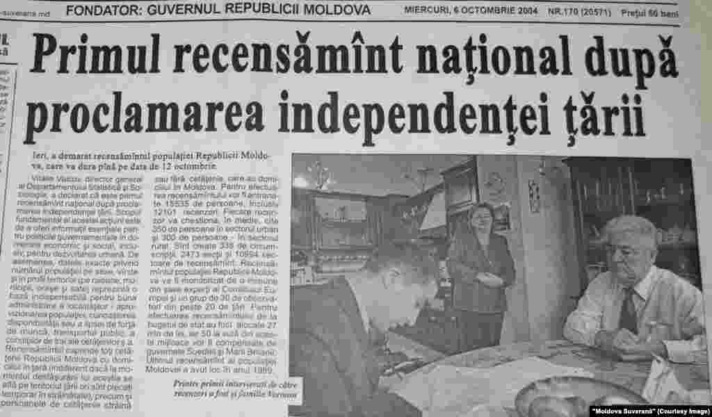 &quot;Moldova Suverană&quot;, 6 octombrie 2004, recensământul populaţiei, recenzaţi soţii Taisia şi Vladimir Voronin