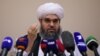Taliban negotiator Shahabuddin Delawar addresses a press conference in Moscow on July 9.