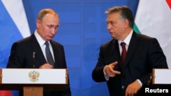 Rus prezidenti Wladimir Putin we Wengriýanyň premýer-ministri Wiktor Orban. 2-nji fewral, 2017 ý.