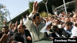 A scene from "Letters To The President," a documentary about Iranian President Mahmud Ahmadinejad (center) by Czech-Canadian filmmaker Peter Lom.