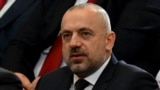 This photograph taken on February 2, 2023, shows Milan Radoicic, vice president of the Srpska Lista party, during a special parliament session at the National Assembly building in Belgrade.