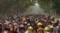 BURMA/MYANMAR - Protesters taking part in a demonstration against the military coup in Monywa, Sagaing region, March 29, 2021