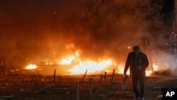 საილუსტრაციო ფოტო. რუსული დრონებით შეტევის შედეგად გამოწვეული ხანძარი ხარკოვში