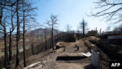 Oštećeno groblje u spaljenoj šumi, u Skenderbegasu, blizu Gramsha, 16. 9. 2025.