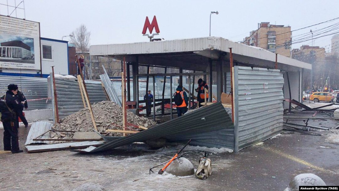 Police examine the site of an explosion in an underground passageway near Kolomenskaya Metro station near central Moscow on December 22. 