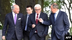 (From left) France's Laurent Fabius, Ukraine's Pavlo Klimkin, Germany's Frank-Walter Steinmeier, and Russia's Sergei Lavrov at a meeting last year in Berlin on the Ukraine crisis