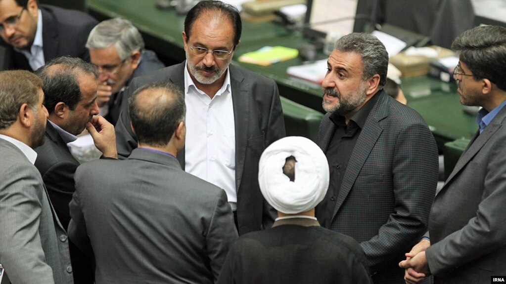 Iran -- Members of Parliament including Heshmatollah Falahatpisheh in a session of Parliament, undated.