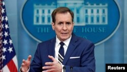 U.S. - John Kirby, National Security Council coordinator for strategic communications, answers questions during the daily press briefing at the White House in Washington, February 17, 2023. 
