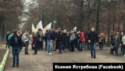 Студенты РГАУ-МСХА на митинге против застройки полей вуза 31 марта 2016г.