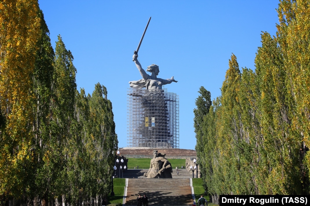 Romantikus Tulajdonos A Tulajdonos Nike Statue Volgograd Szer f Hozz 