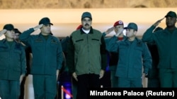 Președintele Nicolas Maduro și liderii militari din Venezuela și Bolivia, la Caracas, mai 2019