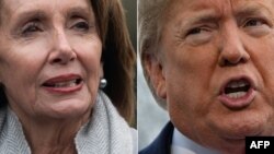 The U.S. speaker of the House of Representatives, Nancy Pelosi (left), and U.S. President Donald Trump 