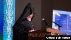 Armenia - Catholicos of All Armenians Garegin II speaks at an international conference on religious freedom in Echiadzin, September 9, 2021.