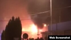 Пожар на рынке в Грозном