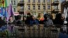 Protesters demonstrate in front of the Interior Ministry in Prague on February 26.