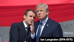 Emmanuel Macron cu Donald J. Trump la Paris, 14 iulie 2017