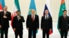 Participants in the Caspian regional summit in Baku on November 18 included the Azerbaijani, Iranian, Kazakh, Russian, and Turkmen presidents (left to right).